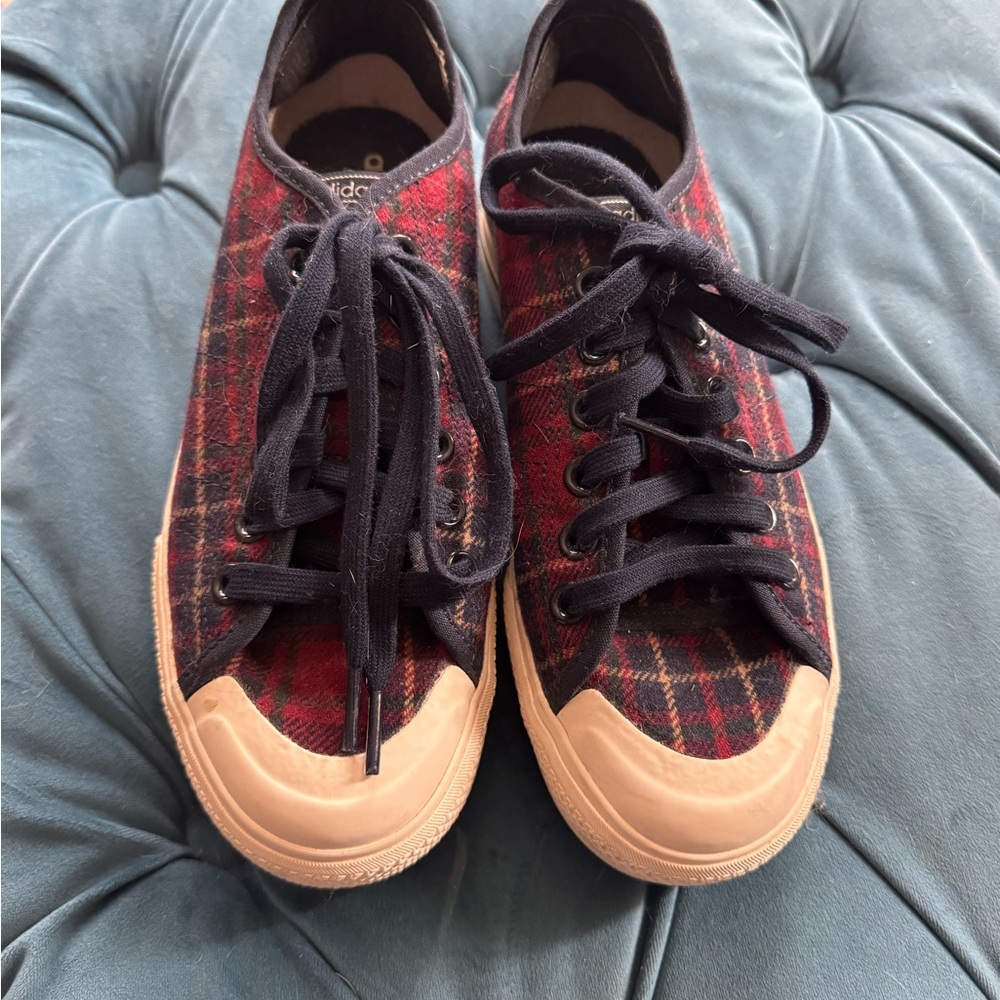 Adidas “Nizza” Plaid Sneakers with Navy Laces